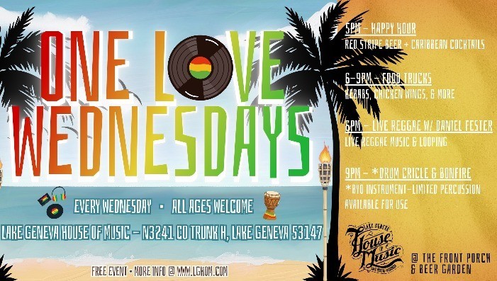 ONE LOVE WEDNESDAYS : REGGAE MUSIC, CARIBBEAN GRILLIN' & DRUM CIRCLE - FREE
