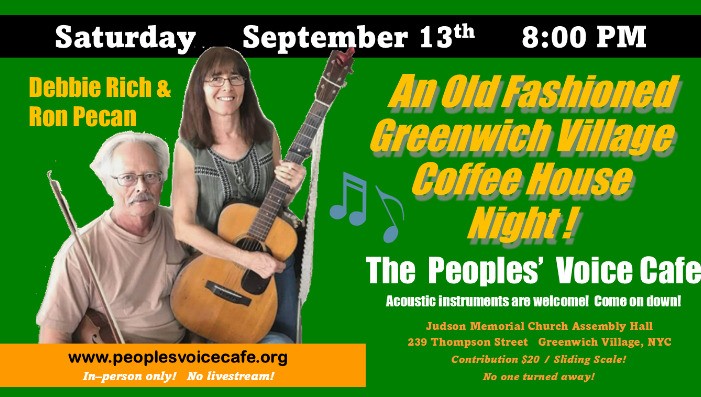 Greenwich Village Coffee House with Debbie Rich and Ron Pecan (IN PERSON)