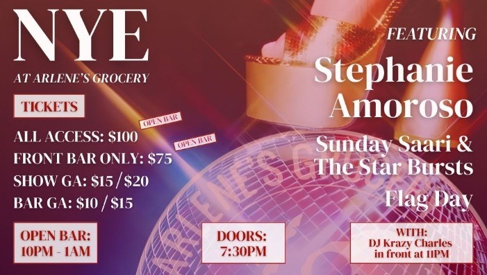 NYE 2026: Stephanie Amoroso, Sunday Saari & The Star Bursts, & Flag Day