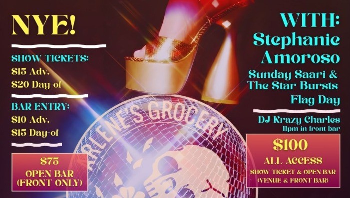 NYE 2026: Stephanie Amoroso, Sunday Saari & The Star Bursts, & Flag Day