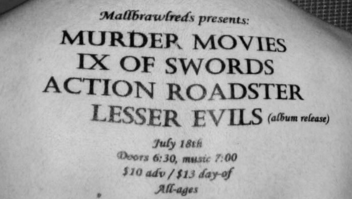 Murder Movies • IX of Swords • Action Roadster • Lesser Evils